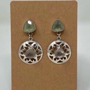 Statement piece. Sterling Silver Multi-Gemstone Dangle Earrings